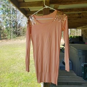 Peach & Gold Sweater Dress